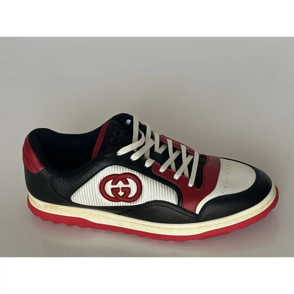 Gucci Dali Soft White/Black/Red Leather Sneakers 12.5 US (Gucci 12) 762611 NIB